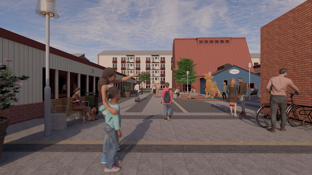 Kyrktorget. Illustration: aochd arkitekter
