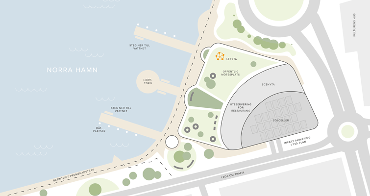 Visionen om en attraktiv stadskärna. Illustration: Luleå Energi